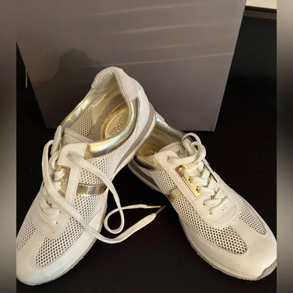 Michael Kors White and Gold Athletic Shoes - Picture 9 of 12